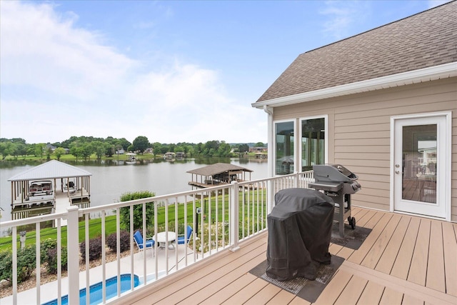 362 Windmill Ln, Georgetown, TN 37336 - wooden terrace featuring a water view and area for grilling