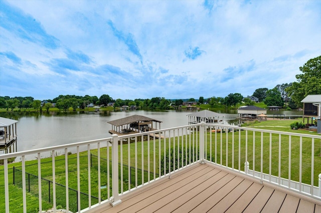 362 Windmill Ln, Georgetown, TN 37336 - deck featuring a water view, a lawn, and view of wooded area