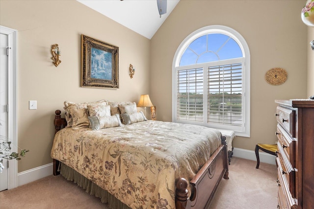 362 Windmill Ln, Georgetown, TN 37336 - bedroom featuring light carpet, baseboards, and vaulted ceiling