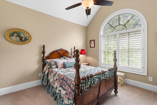 362 Windmill Ln, Georgetown, TN 37336 - bedroom featuring carpet floors, multiple windows, vaulted ceiling, and baseboards