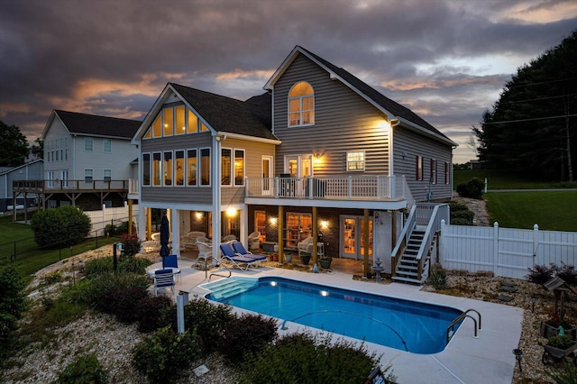 362 Windmill Ln, Georgetown, TN 37336 - back of house featuring stairs, a fenced backyard, a patio, and a wooden deck