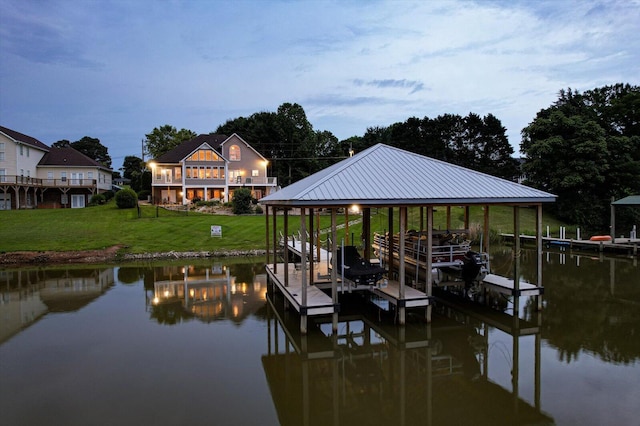 362 Windmill Ln, Georgetown, TN 37336 - dock with boat lift, a water view, and a yard