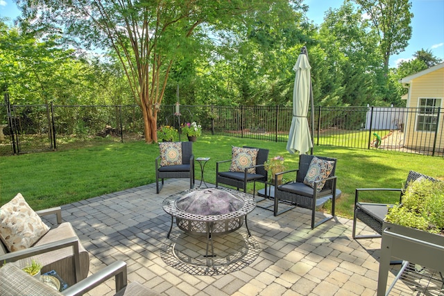 7830 Legacy Park Ct, Chattanooga, TN 37421 - view of patio / terrace featuring an outdoor living space with a fire pit