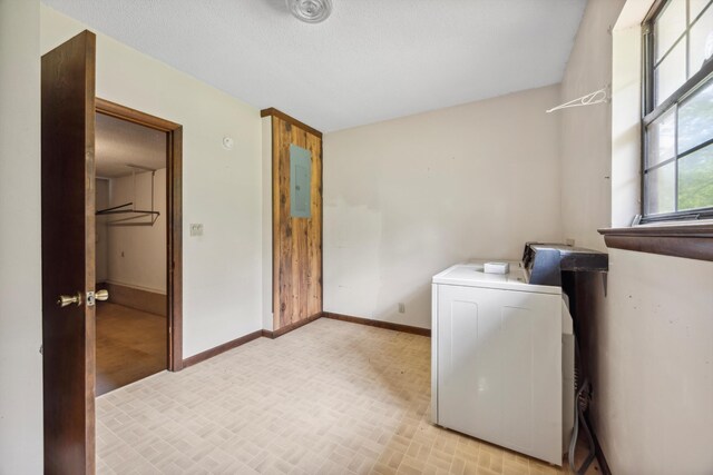 2126 Millard Rd, Soddy Daisy, TN 37379 - laundry room featuring washer / dryer, baseboards, and electric panel