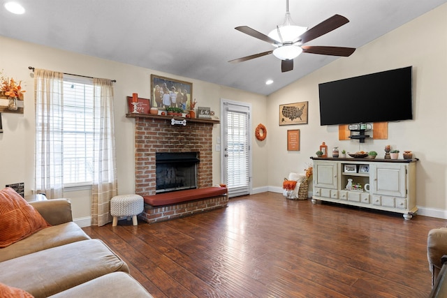93 Pepper Corn Ln, Rossville, GA 30741 - living area with ceiling fan, healthy amount of natural light, baseboards, lofted ceiling, and recessed lighting