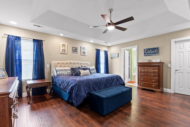 93 Pepper Corn Ln, Rossville, GA 30741 - bedroom featuring hardwood / wood-style flooring, recessed lighting, baseboards, a raised ceiling, and a ceiling fan