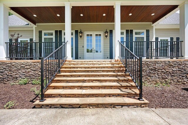 5820 Trion Teloga Rd, Summerville, GA 30747 - view of exterior entry with a porch and french doors