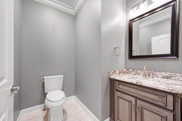 5820 Trion Teloga Rd, Summerville, GA 30747 - bathroom featuring toilet, ornamental molding, vanity, and baseboards