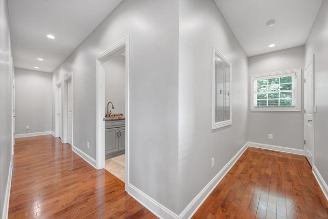 5820 Trion Teloga Rd, Summerville, GA 30747 - hall with hardwood / wood-style floors, baseboards, and recessed lighting