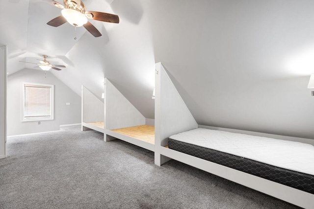 5820 Trion Teloga Rd, Summerville, GA 30747 - unfurnished bedroom with lofted ceiling, carpet floors, and ceiling fan