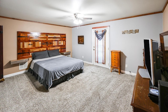 4306 Fredonia Rd, Dunlap, TN 37327 - bedroom featuring ornamental molding, baseboards, carpet, and ceiling fan