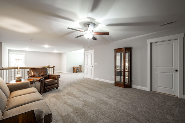 8647 Kensley Ln, Hixson, TN 37343 - living room with a ceiling fan, carpet floors, and baseboards