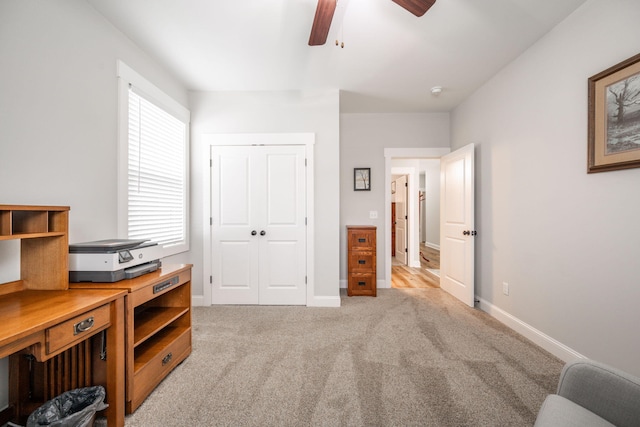 8647 Kensley Ln, Hixson, TN 37343 - office featuring ceiling fan, light colored carpet, and baseboards