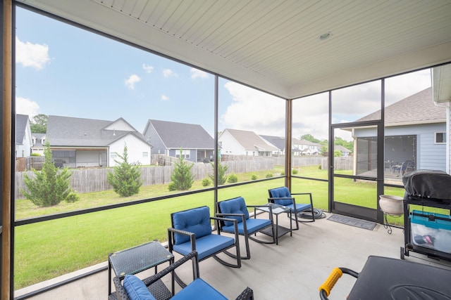 8647 Kensley Ln, Hixson, TN 37343 - sunroom featuring a residential view and outdoor lounge area