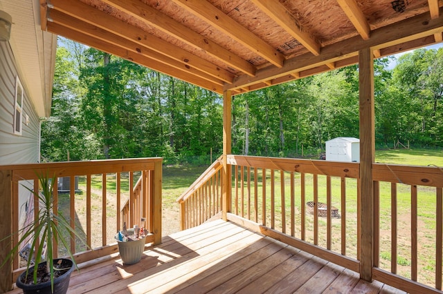 934 Holly Glen Ln, Decatur, TN 37322 - deck with a lawn and view of wooded area