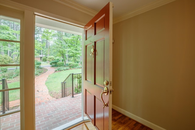 302 Brookwood Ln, Lafayette, GA 30728 - entrance foyer with baseboards, ornamental molding, and light wood finished floors