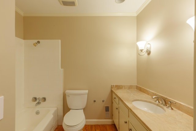 302 Brookwood Ln, Lafayette, GA 30728 - full bath featuring ornamental molding, vanity, shower / bath combination, and toilet