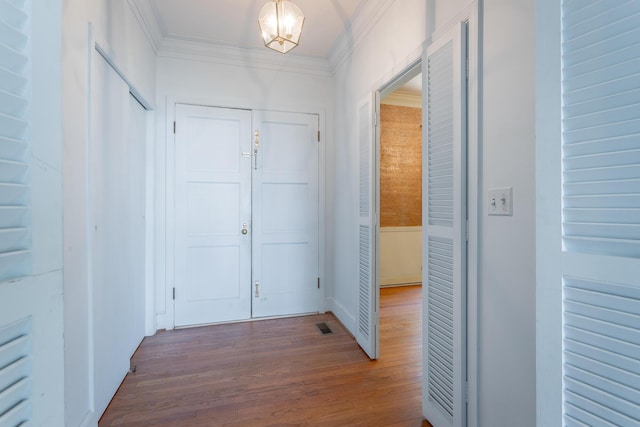 1613 Fairy Dell Trl, Lookout Mountain, GA 30750 - hall with dark wood-style flooring and crown molding