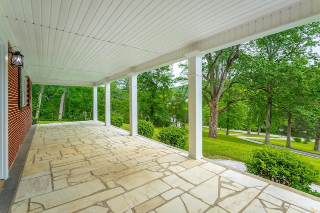 5873 Old Dayton Pike, Chattanooga, TN 37415 - porch with a yard and view of wooded area