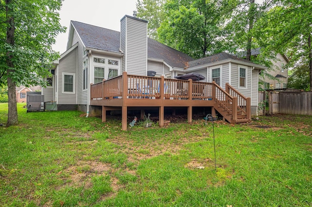 2418 Charleston Sq, Chattanooga, TN 37421 - back of house featuring a wooden deck, a chimney, and a shingled roof