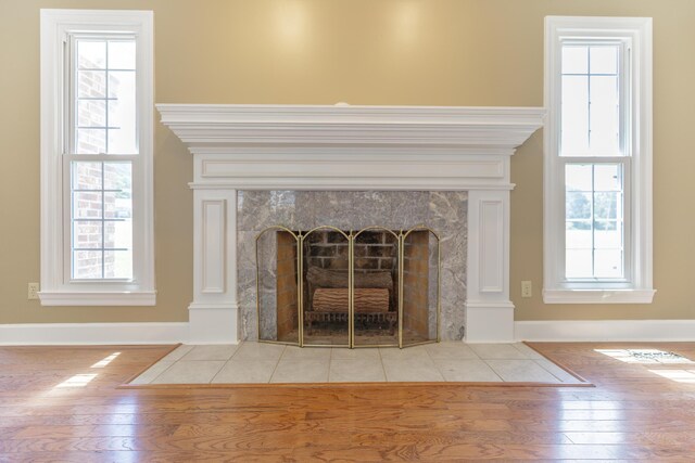 7902 Ooltewah Georgetown Rd, Ooltewah, TN 37363 - detailed view of a fireplace, wood finished floors, and baseboards