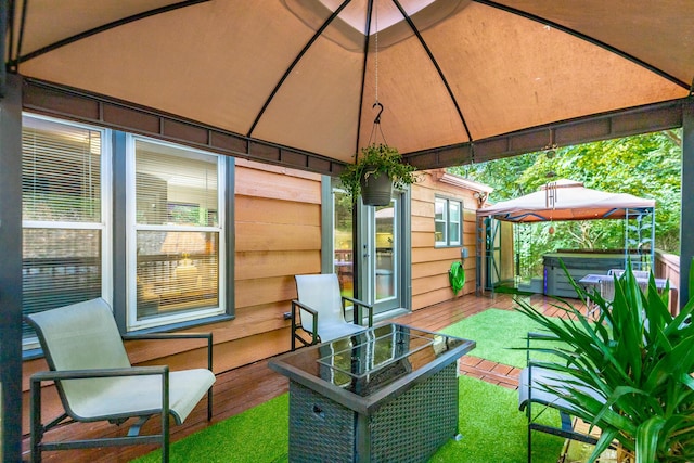 821 Ravine Rd, Signal Mountain, TN 37377 - wooden deck featuring a hot tub and a gazebo