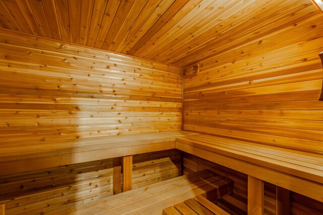 821 Ravine Rd, Signal Mountain, TN 37377 - sauna / steam room featuring wood ceiling and wooden walls