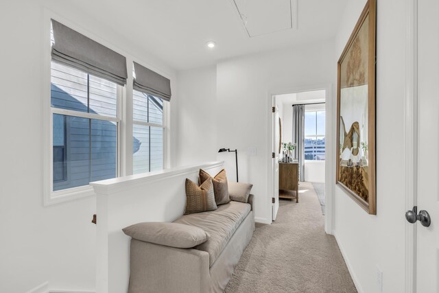 135 Peerless Ave Unit 120, Chattanooga, TN 37405 - living area featuring attic access, light carpet, baseboards, and recessed lighting