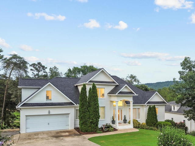 649 Wisley Way, Ringgold, GA 30736 - view of front facade with concrete driveway, a shingled roof, a front lawn, and an attached garage