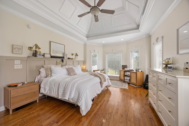 649 Wisley Way, Ringgold, GA 30736 - bedroom featuring crown molding, light wood-type flooring, recessed lighting, and a ceiling fan