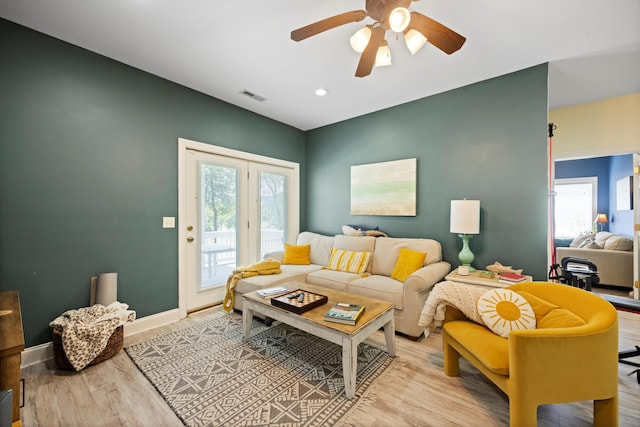 649 Wisley Way, Ringgold, GA 30736 - living area featuring healthy amount of natural light, a ceiling fan, light wood-type flooring, and recessed lighting