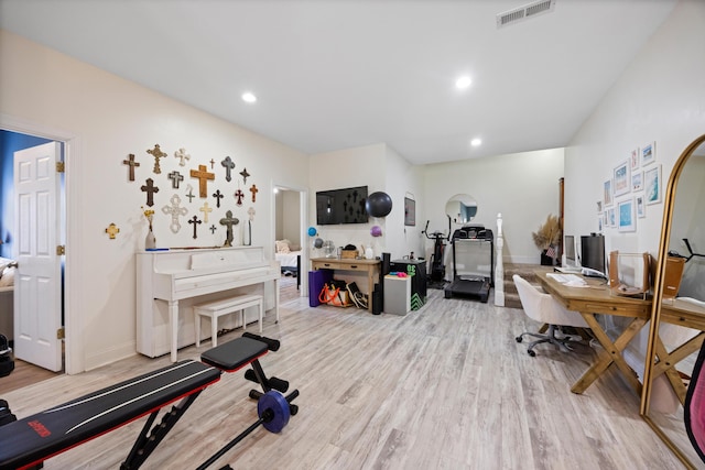 649 Wisley Way, Ringgold, GA 30736 - exercise room featuring wood finished floors and recessed lighting