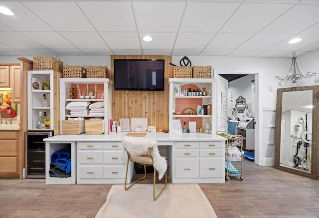 649 Wisley Way, Ringgold, GA 30736 - office featuring beverage cooler, a drop ceiling, light wood finished floors, and recessed lighting