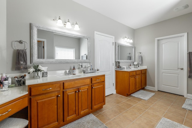 9923 Sims Harris Rd, Ooltewah, TN 37363 - full bath featuring two vanities and tile patterned floors