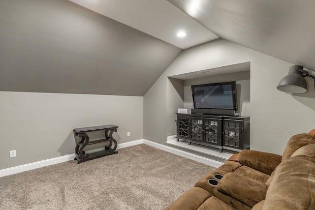9923 Sims Harris Rd, Ooltewah, TN 37363 - home theater with vaulted ceiling, baseboards, carpet floors, and recessed lighting
