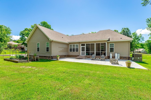 9923 Sims Harris Rd, Ooltewah, TN 37363 - rear view of property featuring a patio, a garden, crawl space, entry steps, and a shingled roof