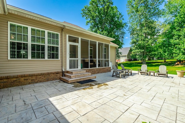 9923 Sims Harris Rd, Ooltewah, TN 37363 - view of patio featuring a sunroom and entry steps