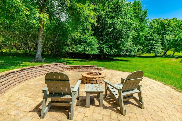 9923 Sims Harris Rd, Ooltewah, TN 37363 - view of patio featuring an outdoor fire pit