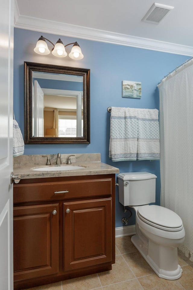 2027 Holden Farm Pl Unit 622, Ooltewah, TN 37363 - full bathroom with toilet, crown molding, vanity, tile patterned flooring, and baseboards