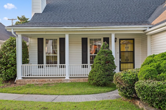 20 Debbie Ln, Ringgold, GA 30736 - doorway to property featuring a porch, a chimney, and roof with shingles