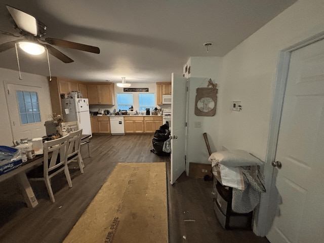 155 Red Rd, Chatsworth, GA 30705 - living area with dark wood finished floors and a ceiling fan