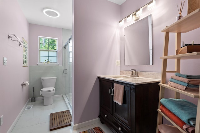 5726 Browntown Rd, Chattanooga, TN 37415 - bathroom featuring toilet, vanity, a shower stall, baseboards, and tile patterned floors
