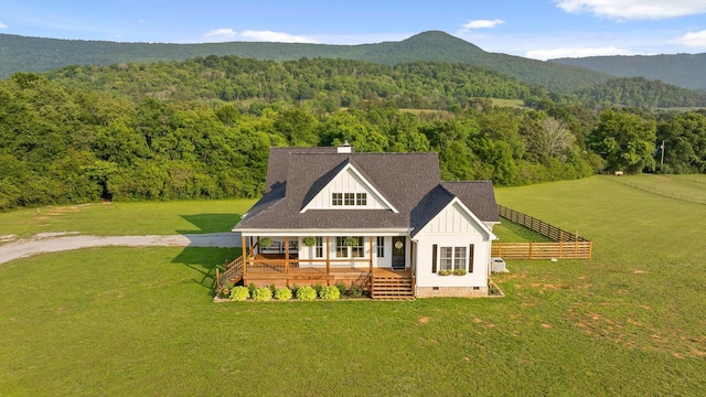 229 Blue Bird Way, Dunlap, TN 37327 - view of front of home featuring crawl space, board and batten siding, a forest view, a porch, and a mountain view