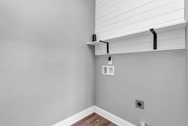 603 Browns Ferry Rd, Chattanooga, TN 37419 - laundry area with hookup for an electric dryer, baseboards, dark wood-style flooring, and washer hookup