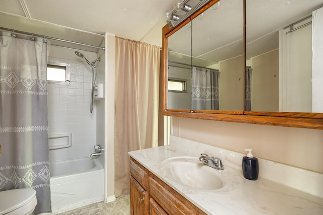 5203 Howardsville Rd, Apison, TN 37302 - bathroom with vanity, shower / bath combination with curtain, and toilet