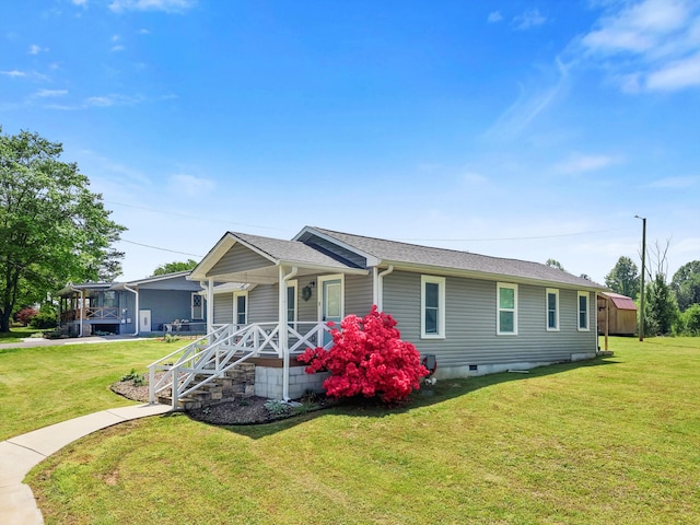 334 Kay Conley Rd, Rock Spring, GA 30739 - ranch-style house with covered porch, crawl space, a front yard, and a shingled roof