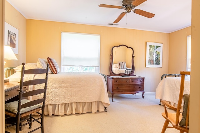 504 Fleetwood Dr, Lookout Mountain, TN 37350 - carpeted bedroom with ornamental molding and a ceiling fan