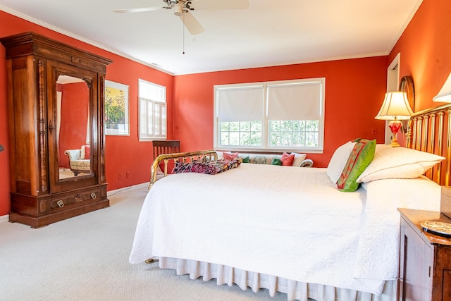 504 Fleetwood Dr, Lookout Mountain, TN 37350 - carpeted bedroom with crown molding, a ceiling fan, and baseboards