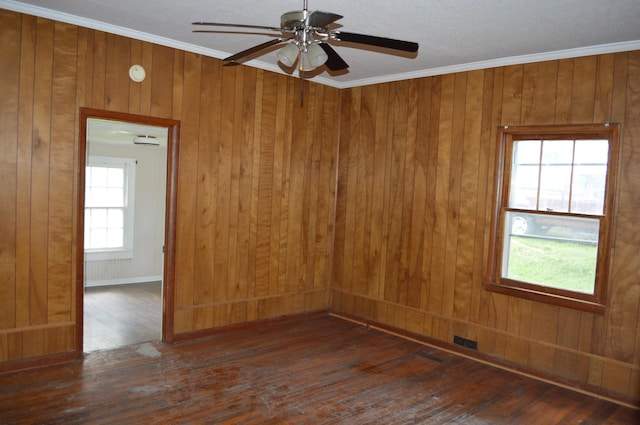 912 N Price St, Sweetwater, TN 37874 - unfurnished room featuring a ceiling fan, wood-type flooring, wood walls, and crown molding