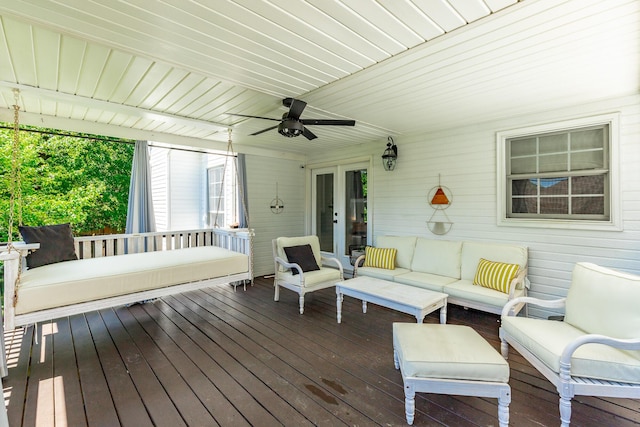 8102 Paces Ferry Xing, Chattanooga, TN 37421 - deck with an outdoor hangout area and a ceiling fan